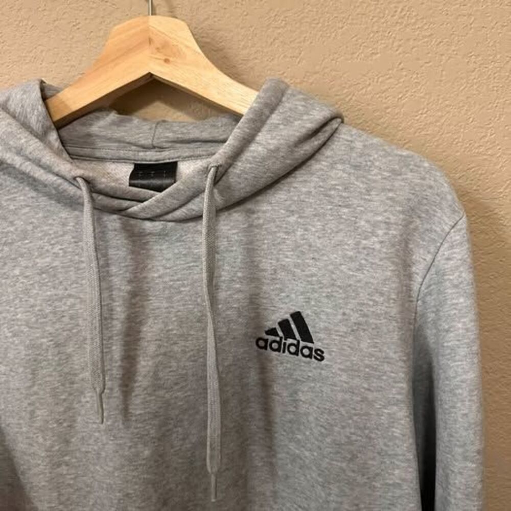 Adidas Gray Hoodie with Black Embroidered Logo - Small